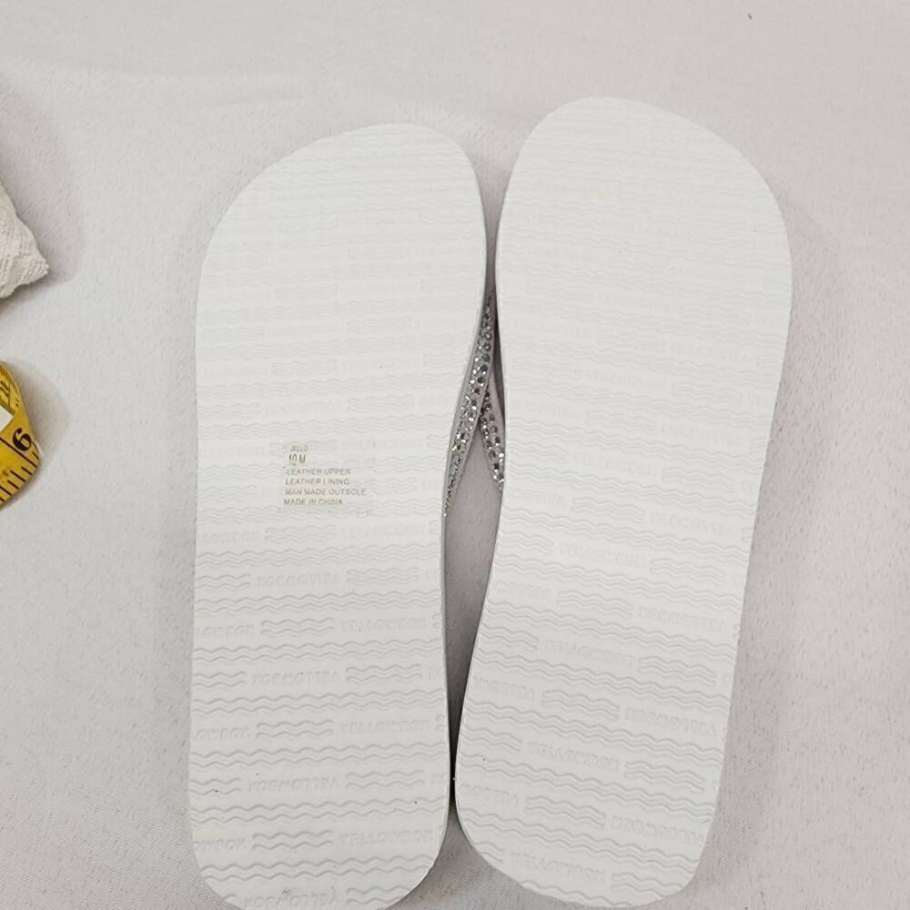 Yellow Box Size 10 Women's Jello Rhinestone Sandals White Beach Summer Comfort N - Picture 6 of 8